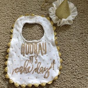 Birthday bib and hat set